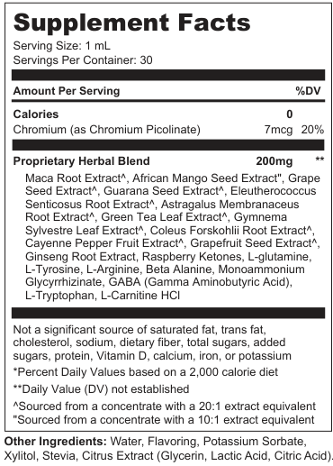 Supplement Facts for Forge Drift